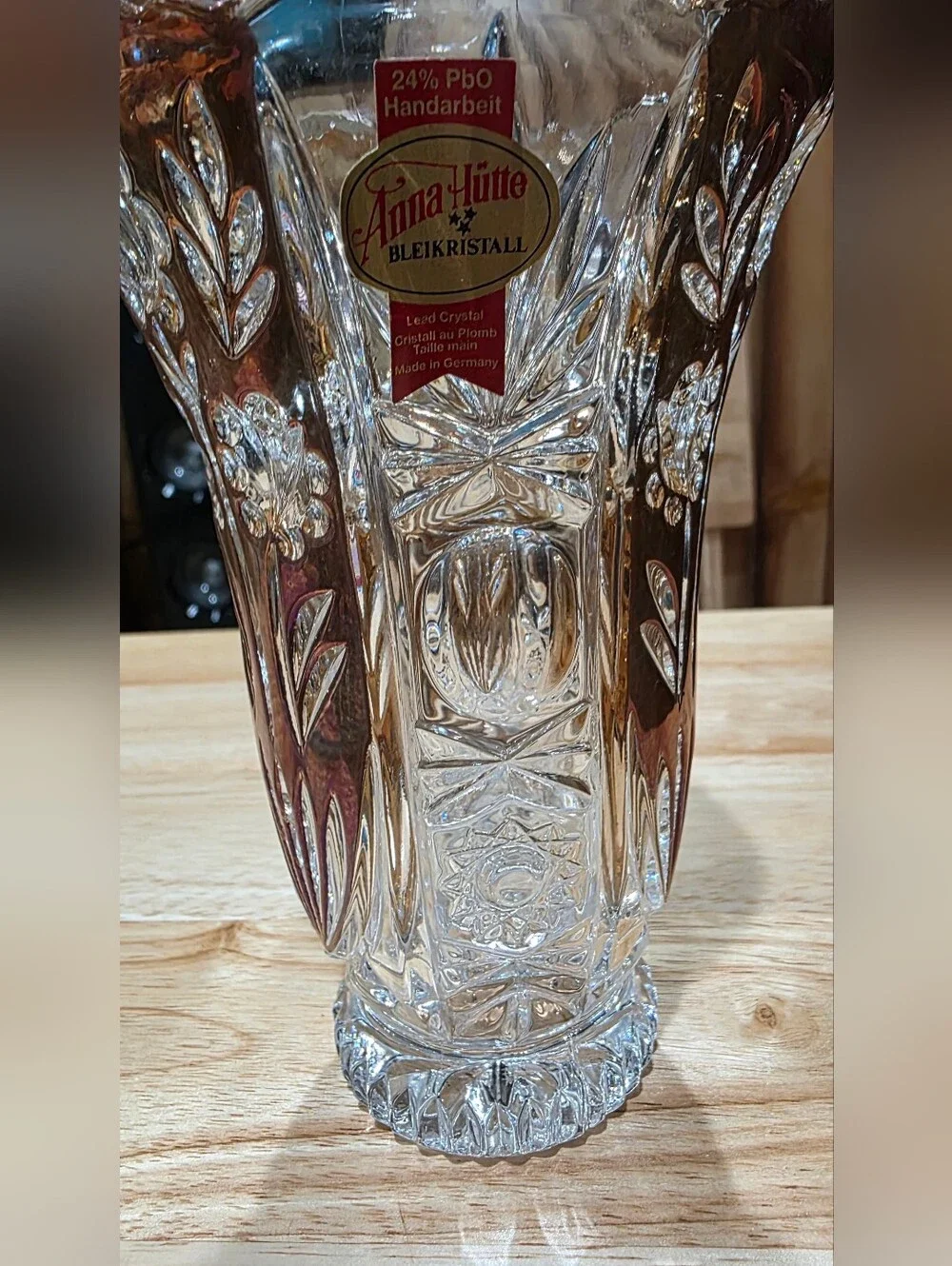 Vintage Anna Hutte Gold Bleikristall Glass Vase
